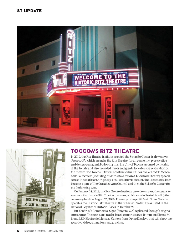 Toccoa's Ritz Theatre LED Signs