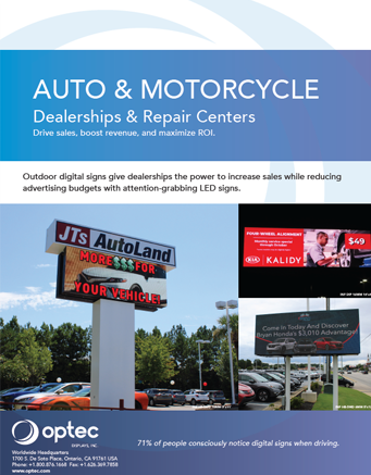 Digital Signs for Auto & Motorcycle Dealerships & Repair Centers
